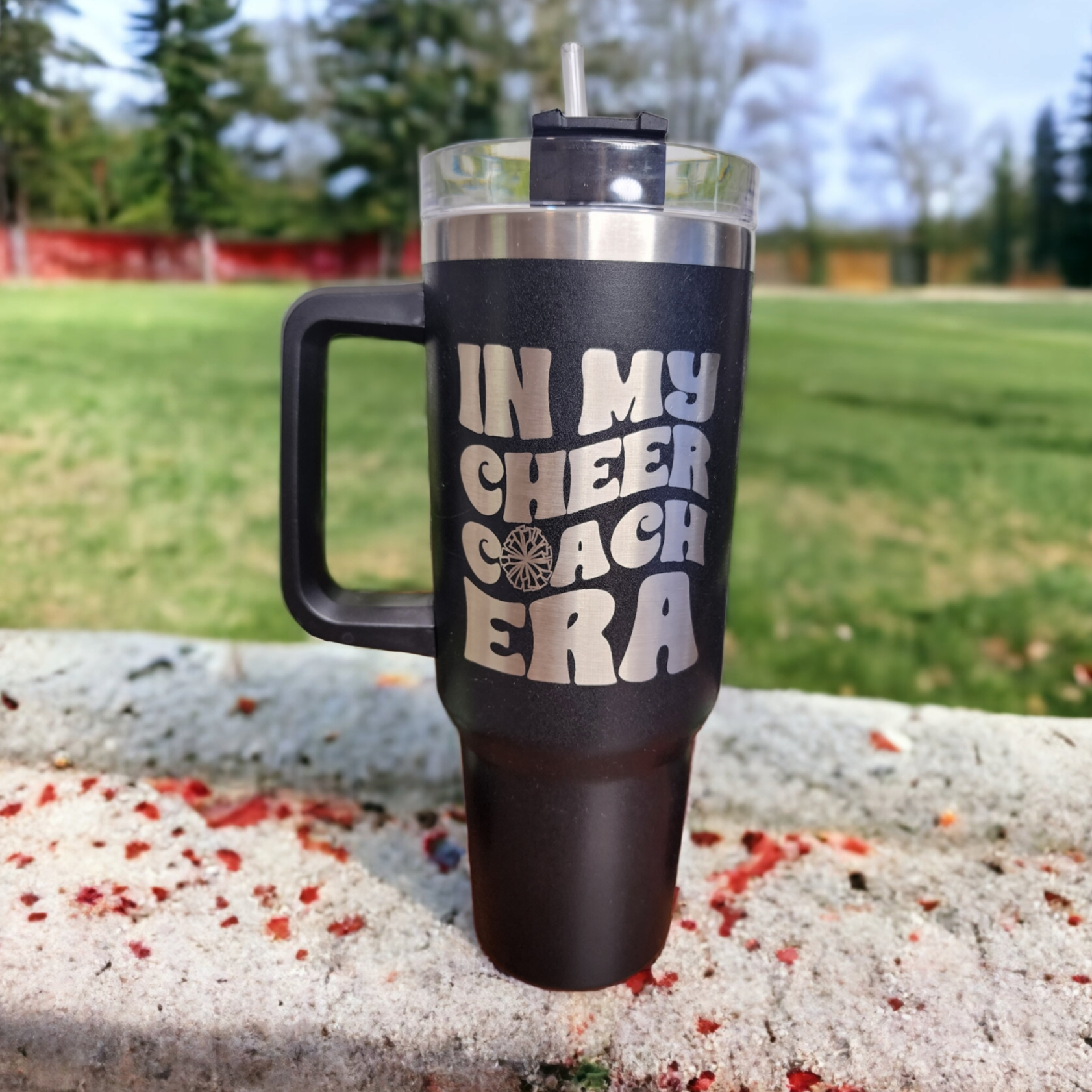 40oz Baseball Mom Engraved Quencher Tumbler With Handle gifts for