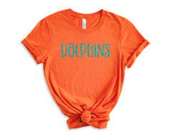 Dolphins Orange Glitter Top