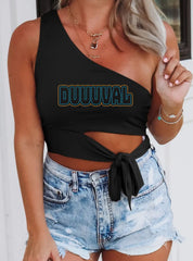 Duuuval Knotted One Shoulder Top