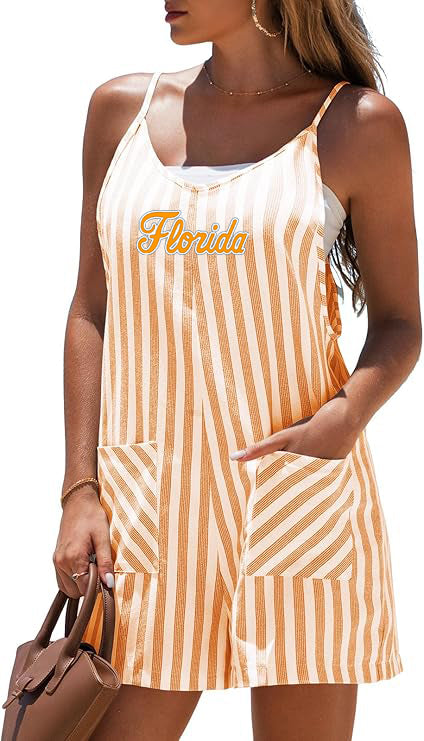 Florida Loose Fit Orange Striped Romper