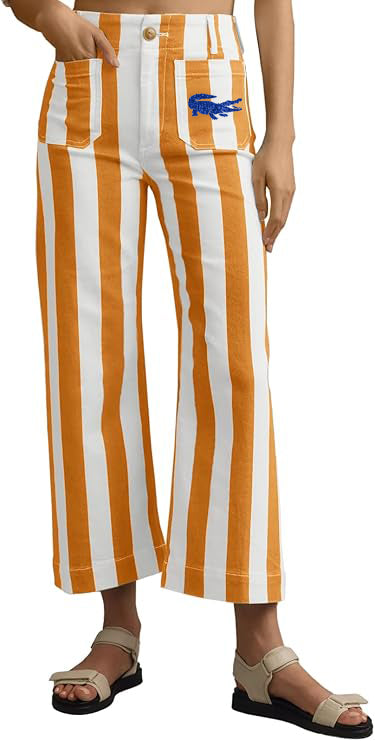 Gators Orange Striped Straight Leg Denim Pants