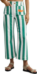 Gators Green Striped Straight Leg Denim Pants