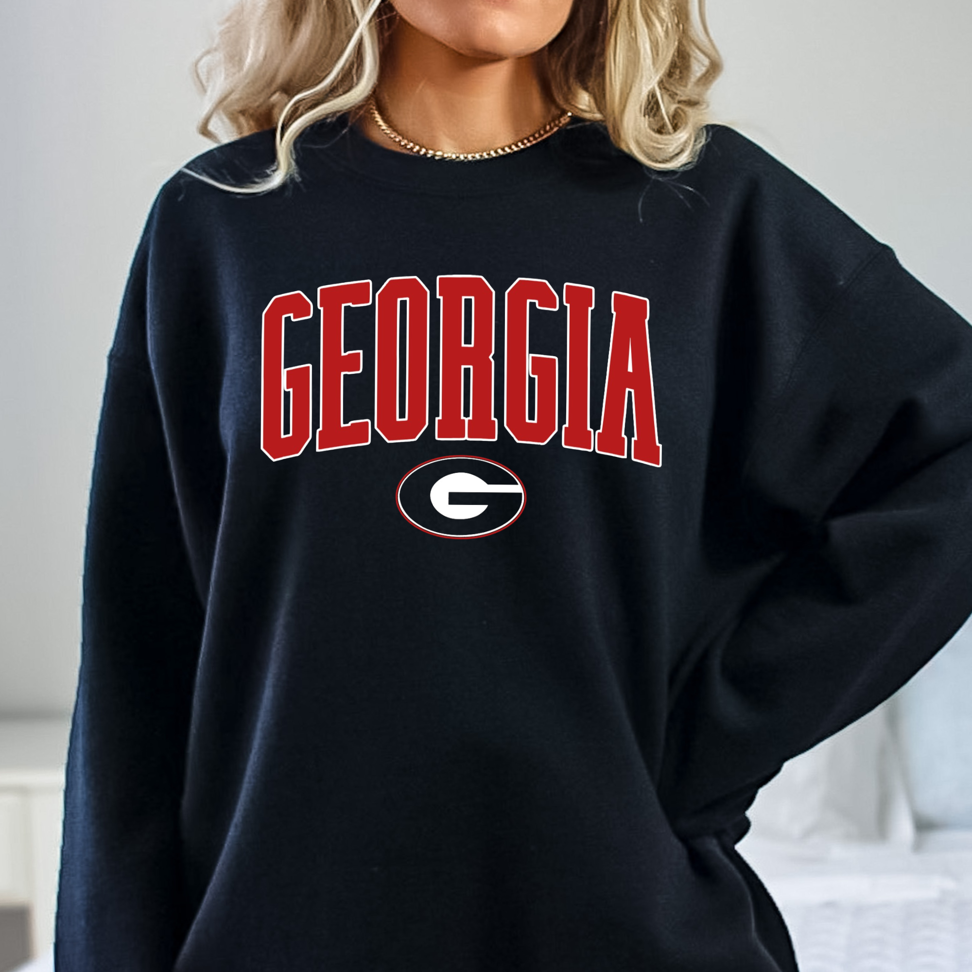 Georgia Bulldogs Glitter Shirt: College Football Fan Gear & Apparel Unisex Hoodie / XL / Non-Glitter Flat Design