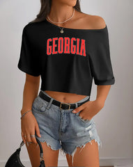 Georgia Off Shoulder Cropped Tee