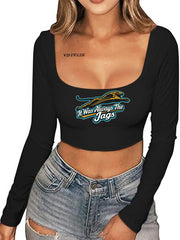 It Was Always The Jags Long Sleeve Square Neck Crop Top