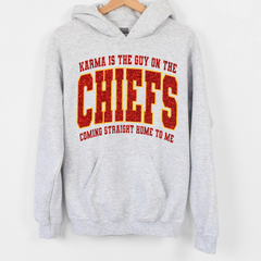 Karma is a Guy on the Chiefs Glitter Shirt