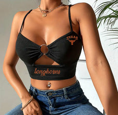 Texas Longhorns Ring Linked Cami Crop Top