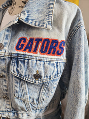 Florida Gators Glitter Flap Pocket Cropped Denim Jacket