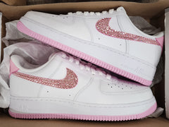 Baby Pink Swarovski Women's Nike Air Force 1 Shoes