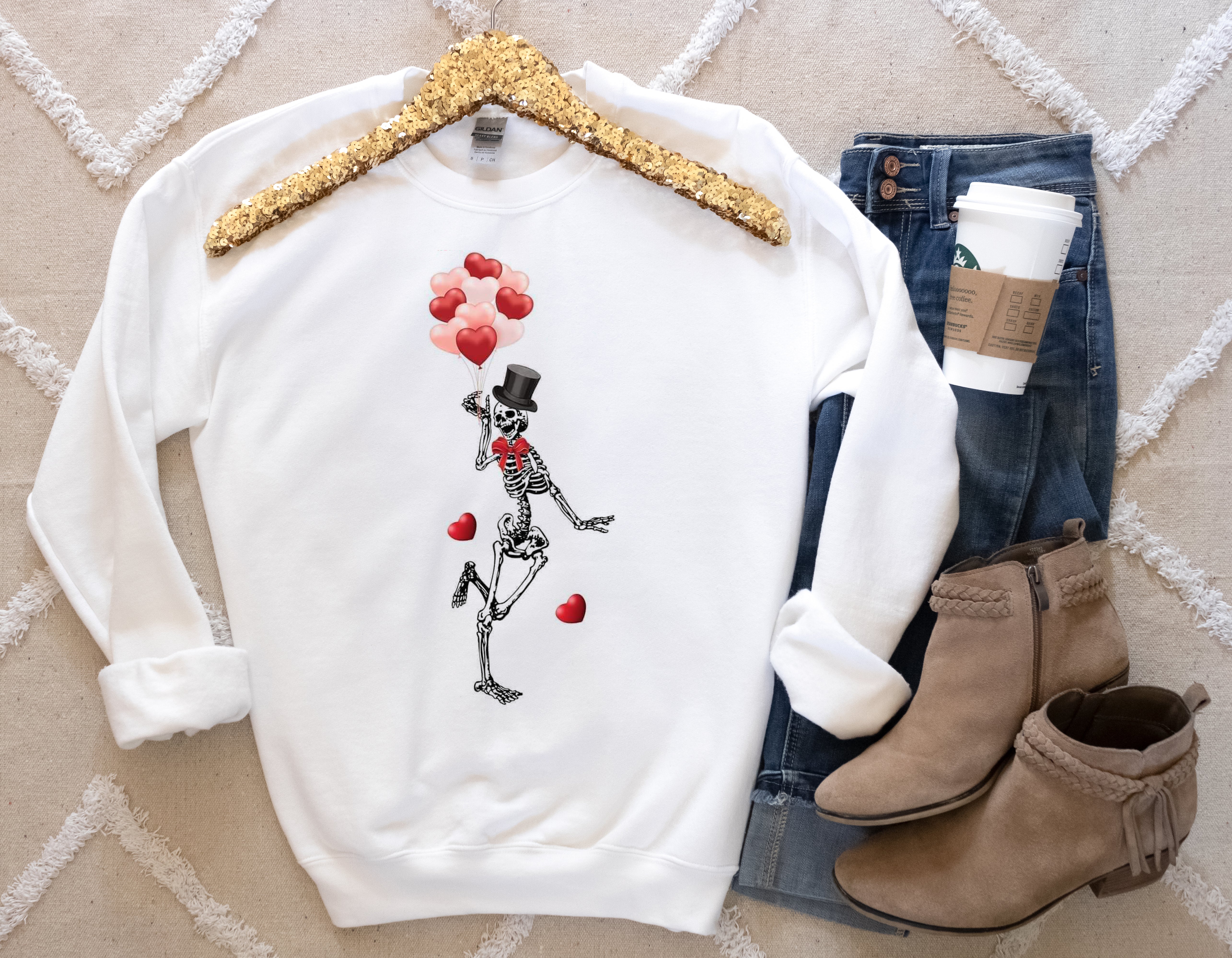 Dancing Skeleton with Balloons Valentine's Shirt