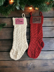 Custom Laser Engraved Leather Patch Knit Stockings