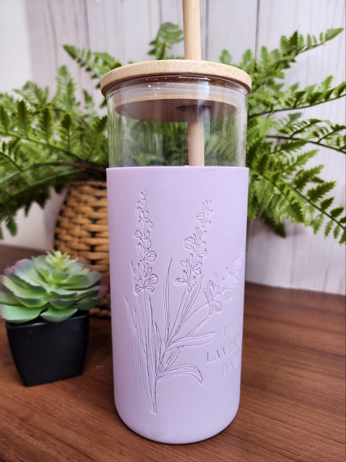 40 oz Glass Tumbler with Handle Glass Water Bottles with Bamboo
