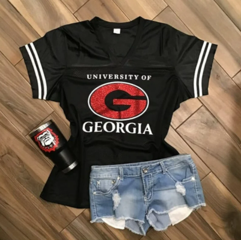 Black University of Georgia Glitter Top