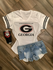 White Georgia Bulldogs Glitter Top