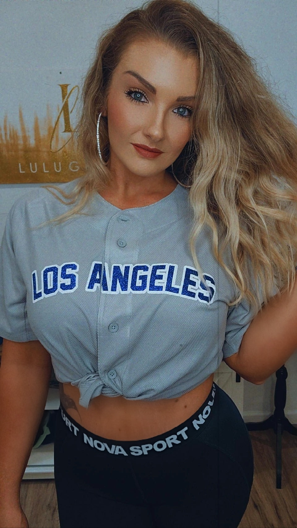 Lulu Grace Designs La Dodgers Distressed Bleached Tee: Baseball Fan Gear & Apparel for Women S / Ladies V-Neck Tee