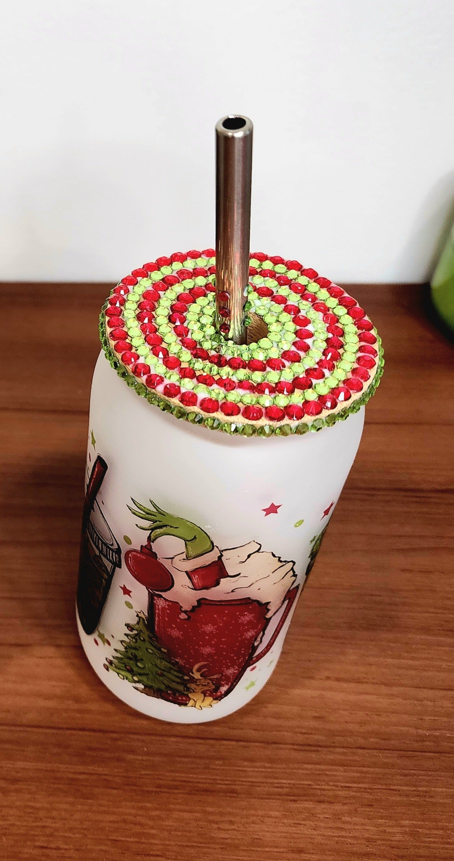 Grinch Latte Christmas Beer Can Glass Tumbler