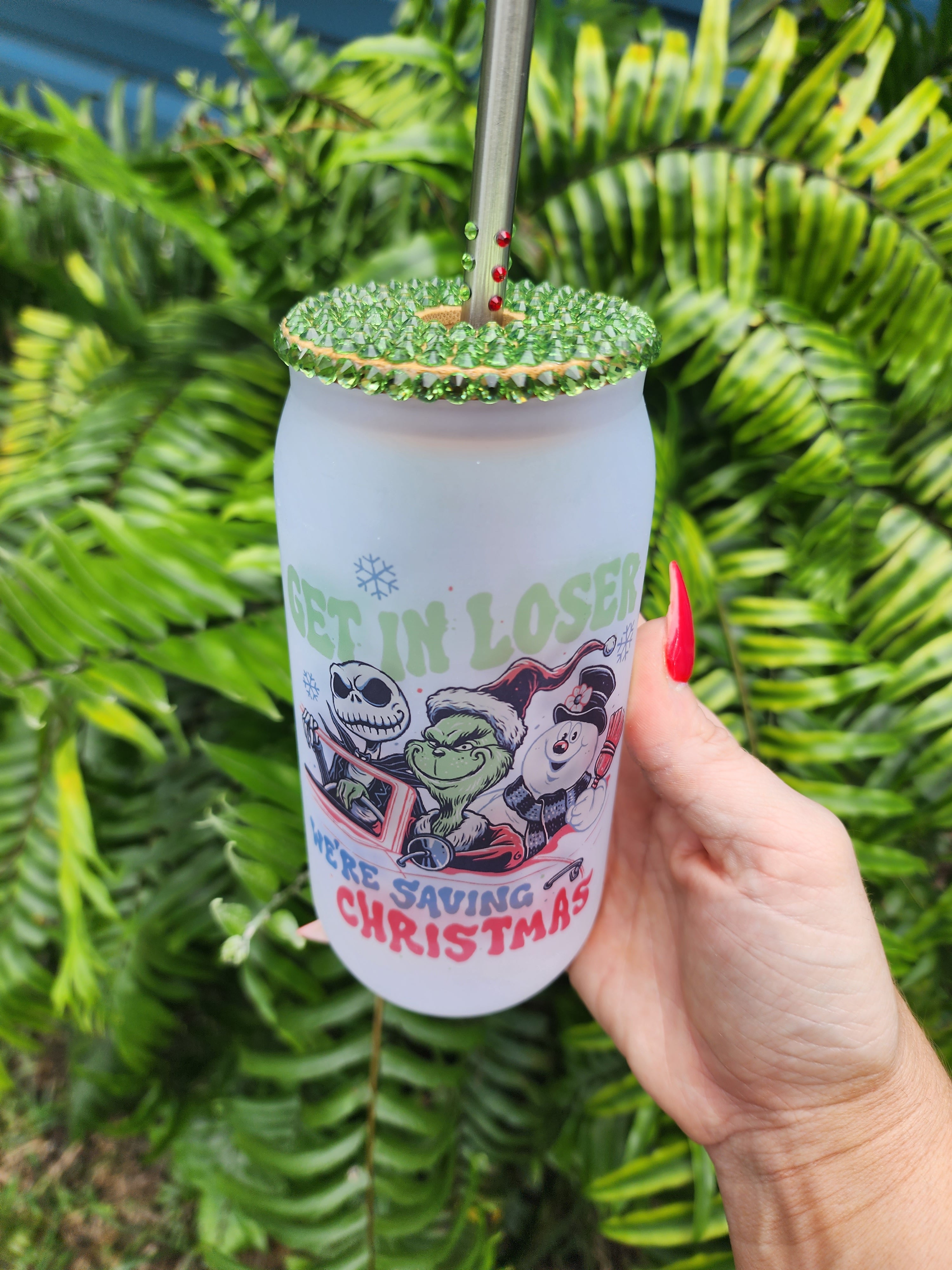 Custom Glass Can Tumbler with Lid & Straw