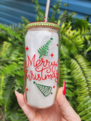 Merry Christmas Metallic Beer Can Glass Tumbler