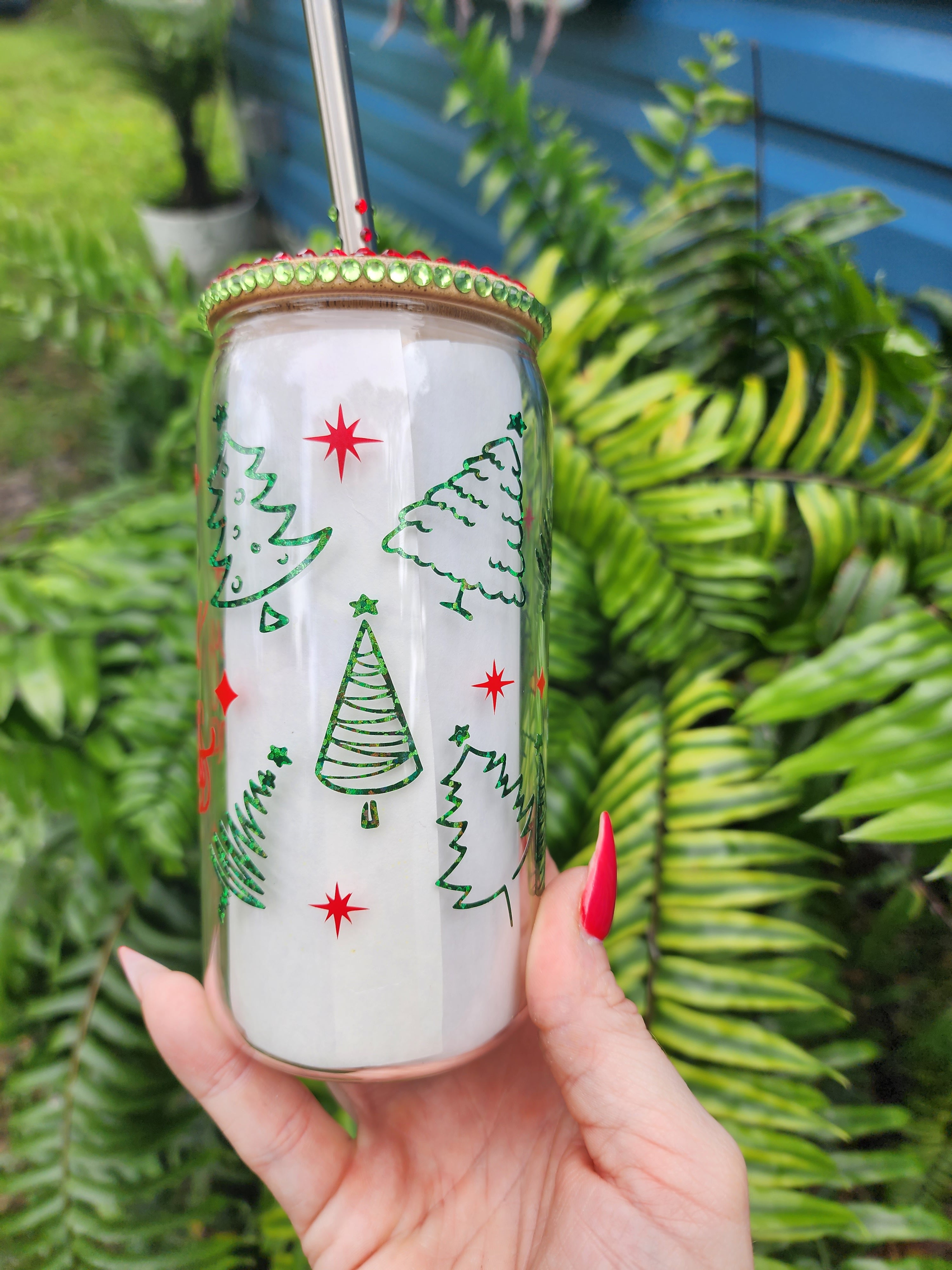 Merry Christmas Metallic Beer Can Glass Tumbler
