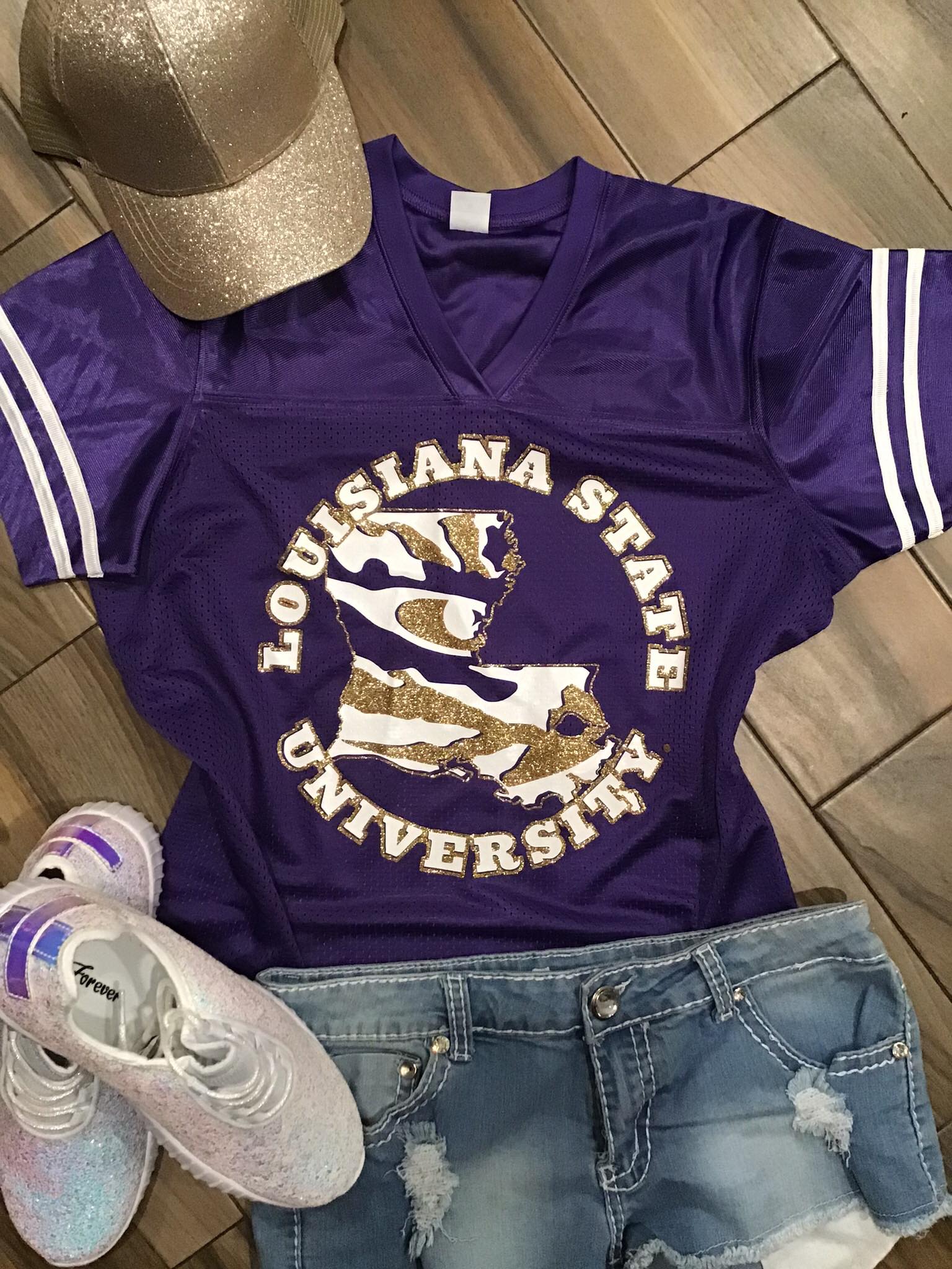 LSU Tigers Glitter Top: College Football Fan Gear & Apparel