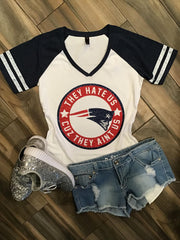 New England Patriots Inspired They Hate Us Cuz They Ain't Us Glitter Shirt
