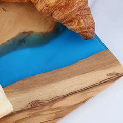 Home Sweet Home Olive Wood and Blue Resin Serving/Charcuterie Board