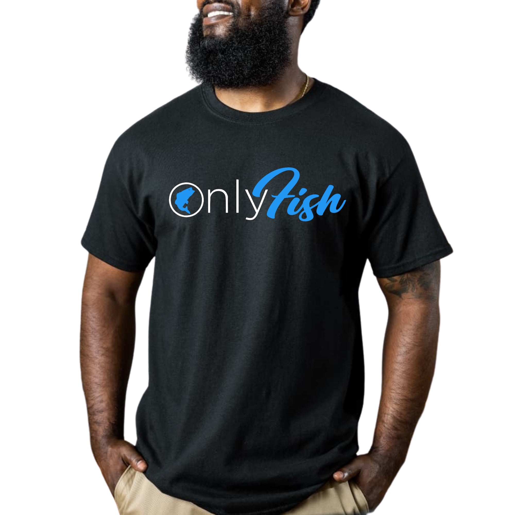 Only Fish Shirt: Funny Fishing & Everyday Workout Apparel L / Ladies V Neck Tee