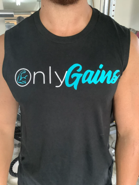 Lulu Grace Designs Only Gains Shirt: Funny Men’s Fitness & Everyday Workout Apparel S / Men's Tank