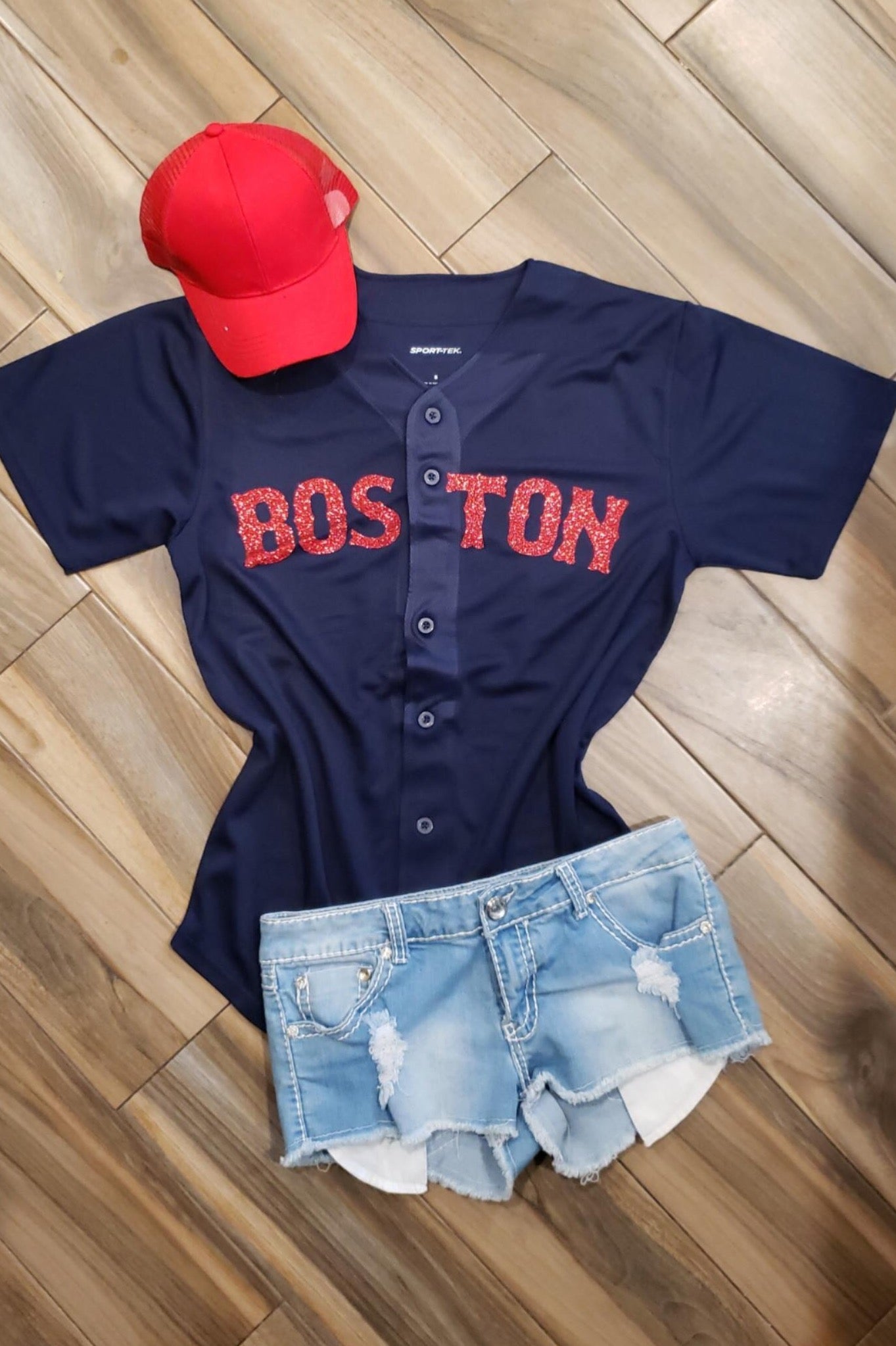 Boston Red Sox Inspired Baseball Jersey Navy