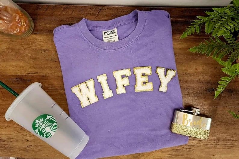 Wifey Letter Patch Shirt