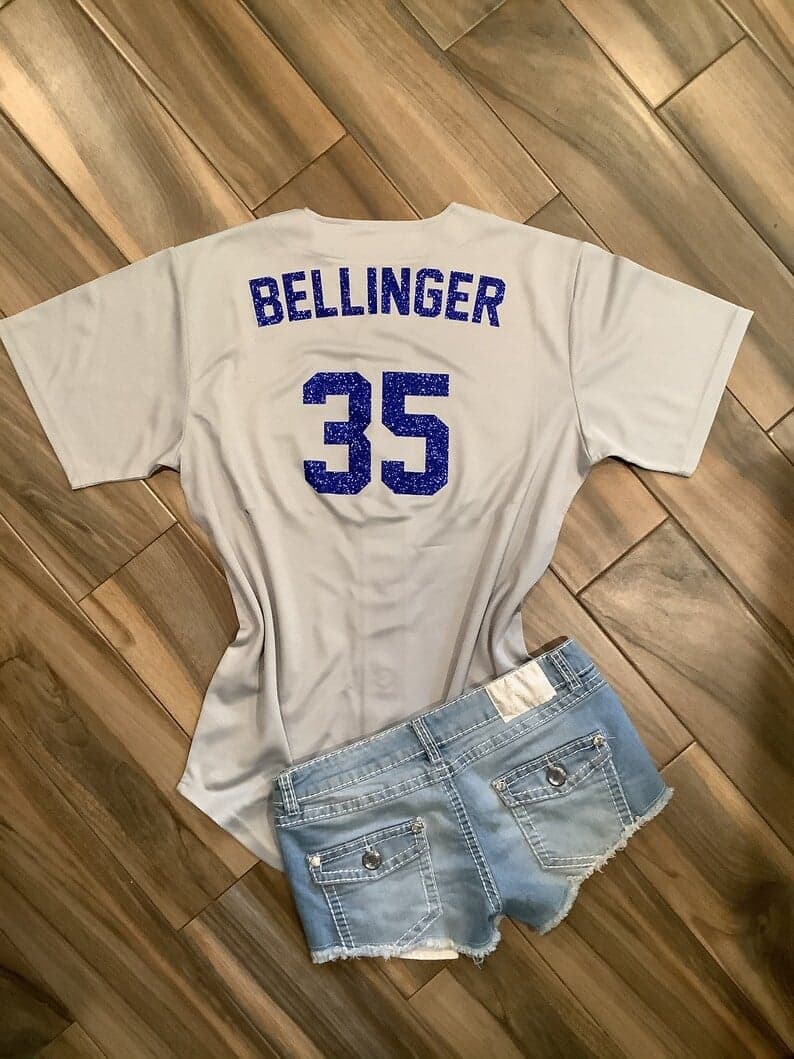 Lulu Grace Designs White La Dodgers Inspired Baseball Jersey: Baseball Fan Gear & Apparel for Women L / Youth Tee