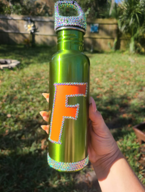Rhinestone Florida Gators Steel Insulated Water Bottle with Lid