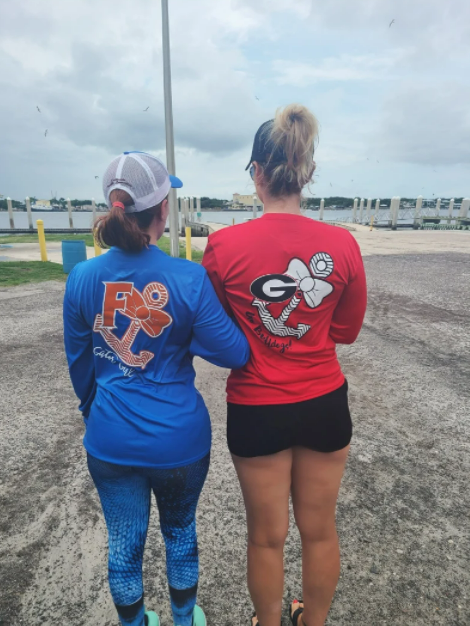 Florida Gator Girl Fishing Shirt: College Football Fan Gear & Apparel unisex Tee S/S / Medium / Non-Glitter Flat Design