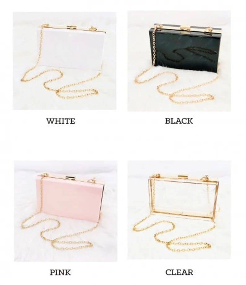 Women Patent Leather Clutch Bag With Crossbody Chain For Wedding