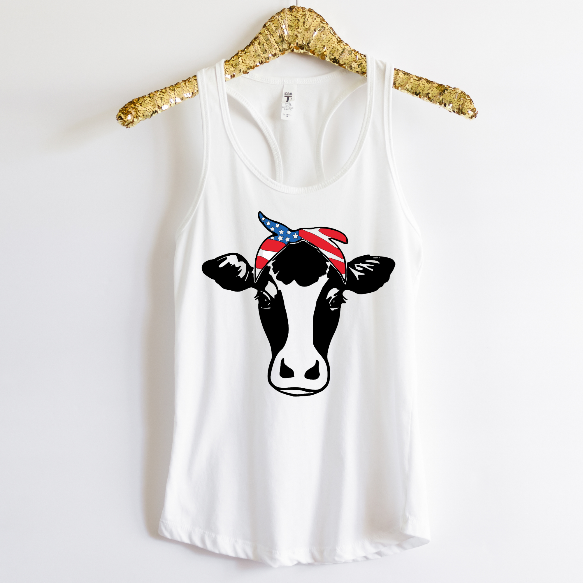 American Flag Cow with Bandanna