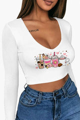 Cafecito y Chisme Cropped Long Sleeve Shirt