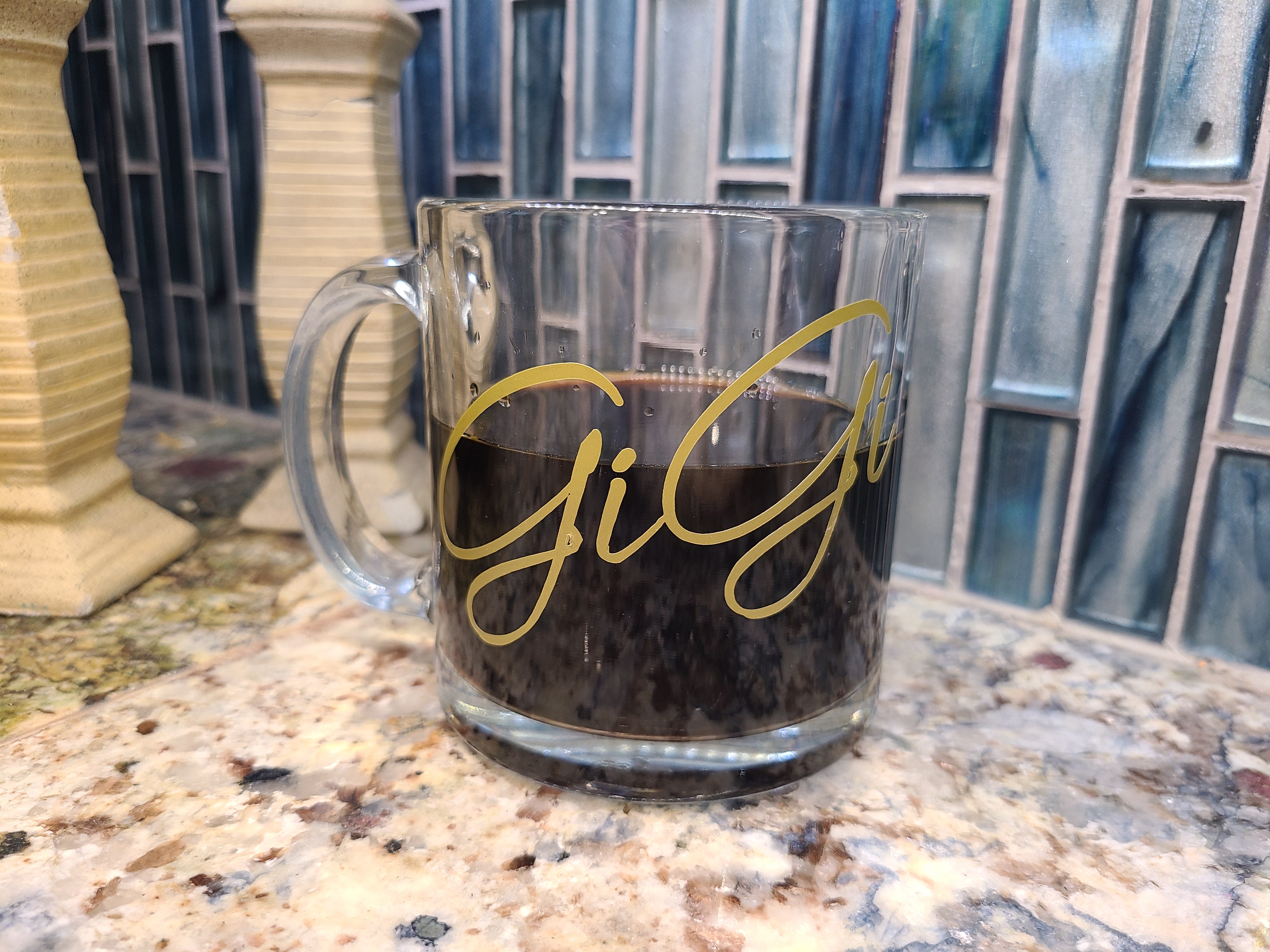 Glass Coffee Mug, Clear Glass Mug, Name Mug, Personalized Glass