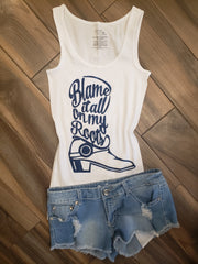 Blame It All On My Roots Glitter Shirt - White