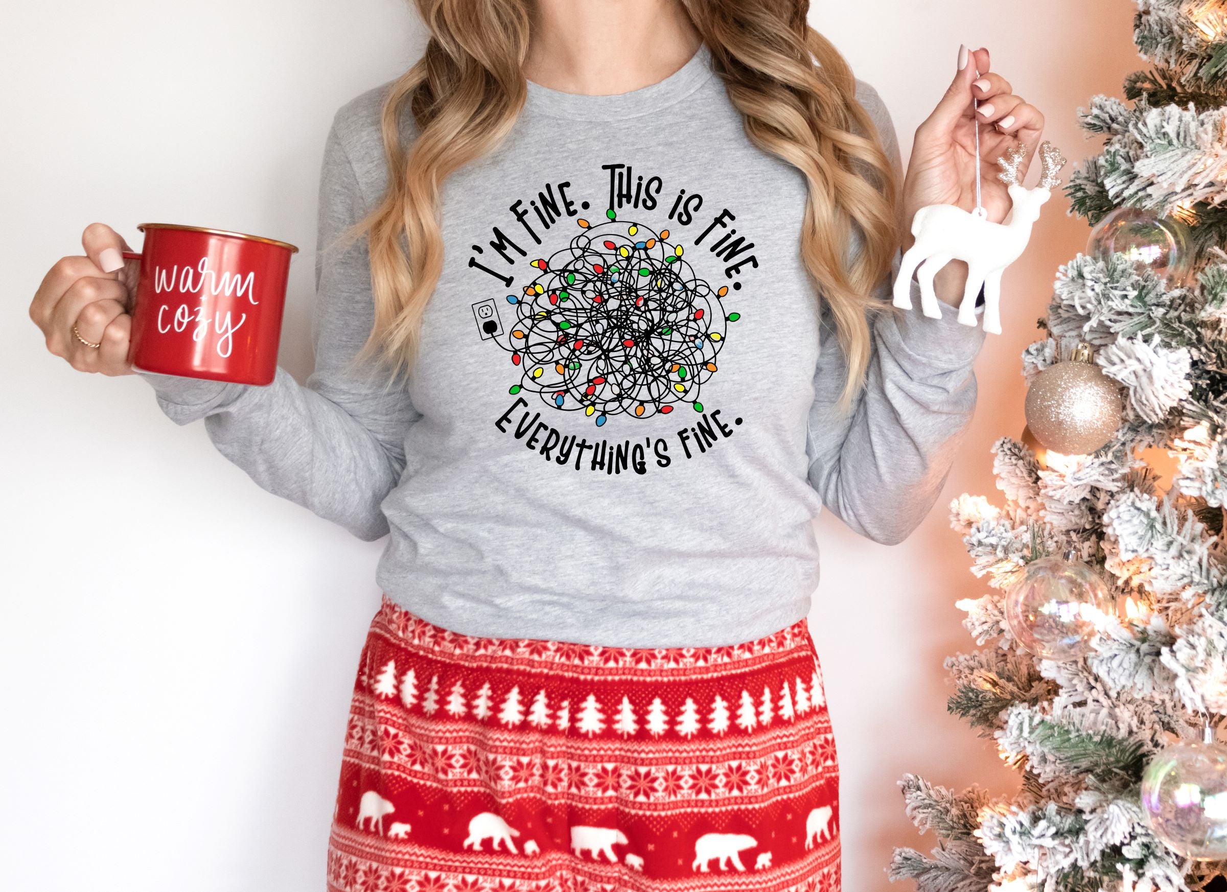 It's Fine I'm Fine Everything is Fine Christmas Lights Shirt