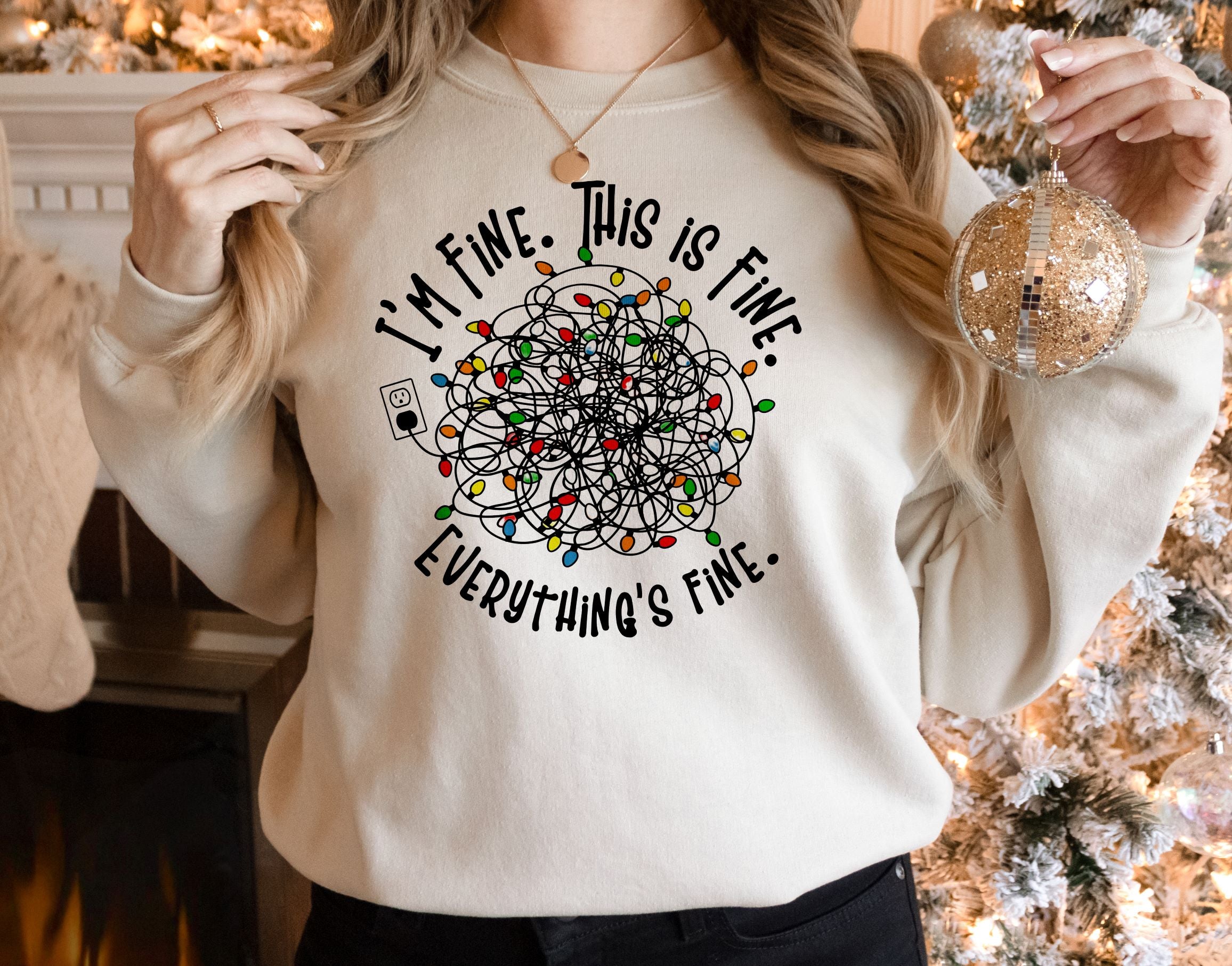 It's Fine I'm Fine Everything is Fine Christmas Lights Shirt