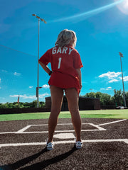 Lulu Grace Designs Navy Atlanta Braves Inspired Stars & Stripes Baseball Top: Baseball Fan Gear & Apparel for Women XL / Unisex Button Down Jersey