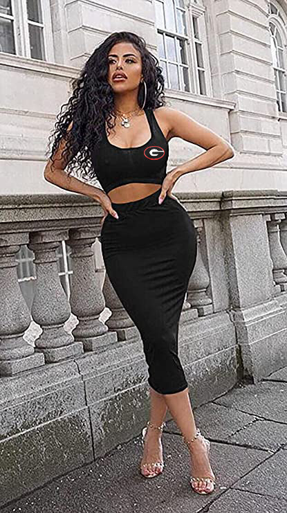 Georgia Bulldogs Bodycon Tank Top 2 Piece Midi Dress: College Football Fan Gear & Apparel Small Georgia Bulldogs Bodycon Tank Top 2 Piece Midi Dress: College Football Fan Gear & Apparel Small