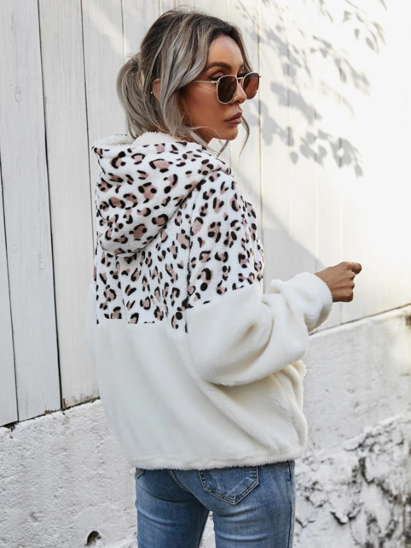Leopard panel online half zip sweatshirt