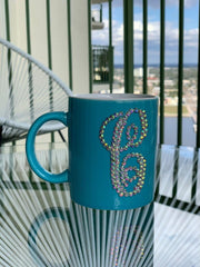 Rhinestone Monogrammed Initial Coffee Mug