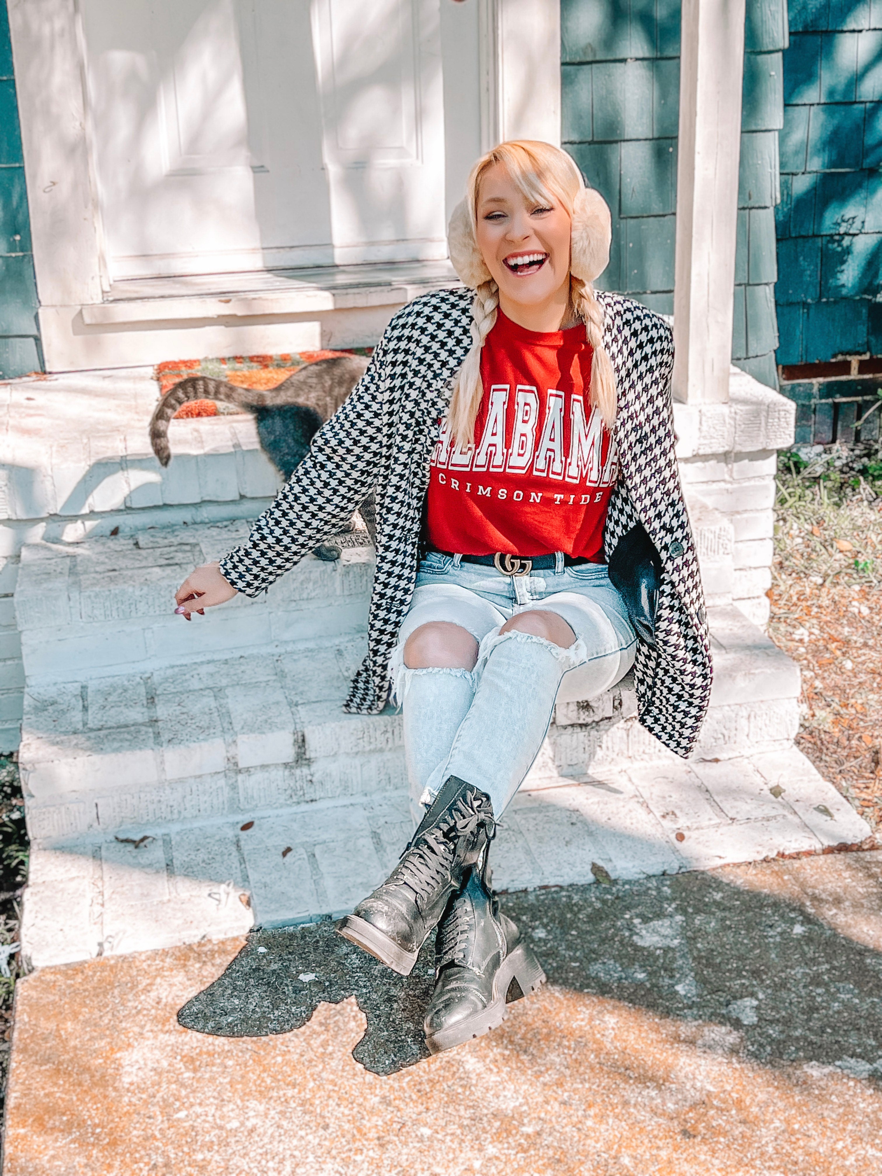 alabama fan gear Alabama Crimson Tide Glitter Tee: College Football Fan Gear & Apparel Medium / Crew Neck Sweater