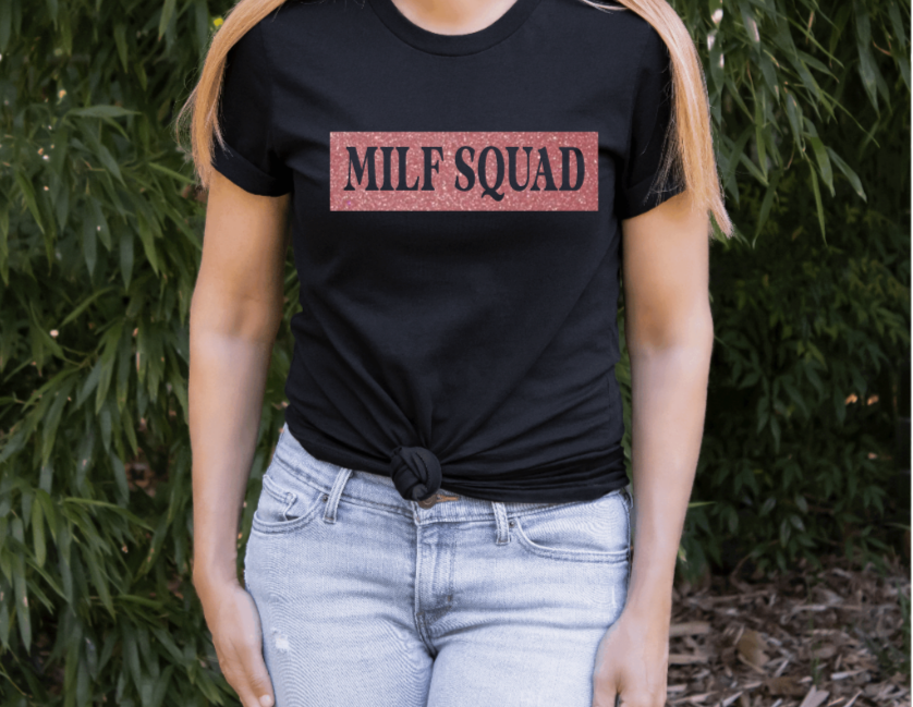 MILF Squad Rose Gold Glitter Shirt