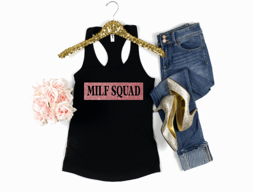 MILF Squad Rose Gold Glitter Shirt