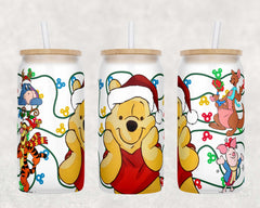 Pooh Christmas Beer Can Glass Tumbler