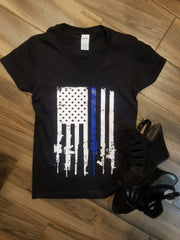 Thin Blue Rifle Flag Shirt