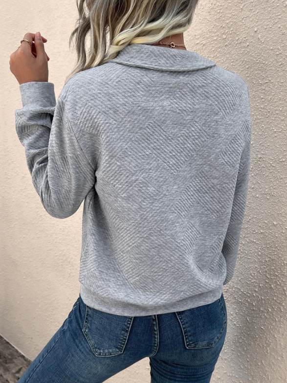 Grey Monogrammed Pocket Quarter Button Flap Detail Sweatshirt